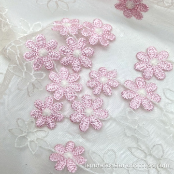 Bicolour Flower Knitted 3D Mesh Embroidery Lace Fabric